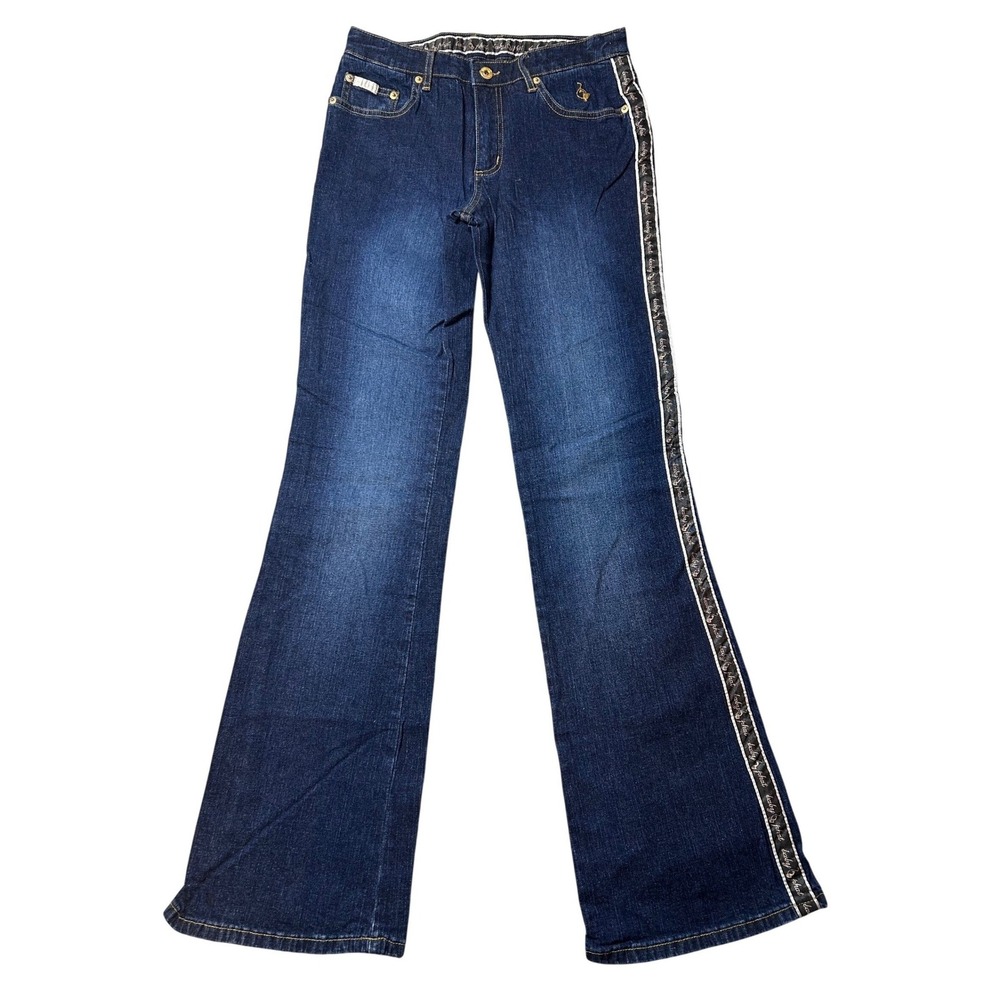 VTG Baby Phat‎ Womens Size 7 Dark Wash Wide Leg Logo Side Stripe Jeans NWT